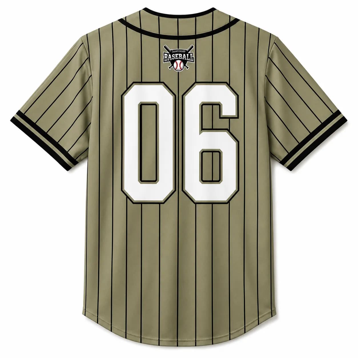 Custom Olive Pinstripe Baseball Jersey – Premium Teamwear