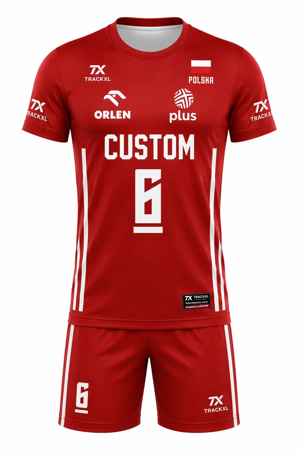 Custom Poland Inspired Volleyball Jersey | Sublimated Team Uniform | TrackXL