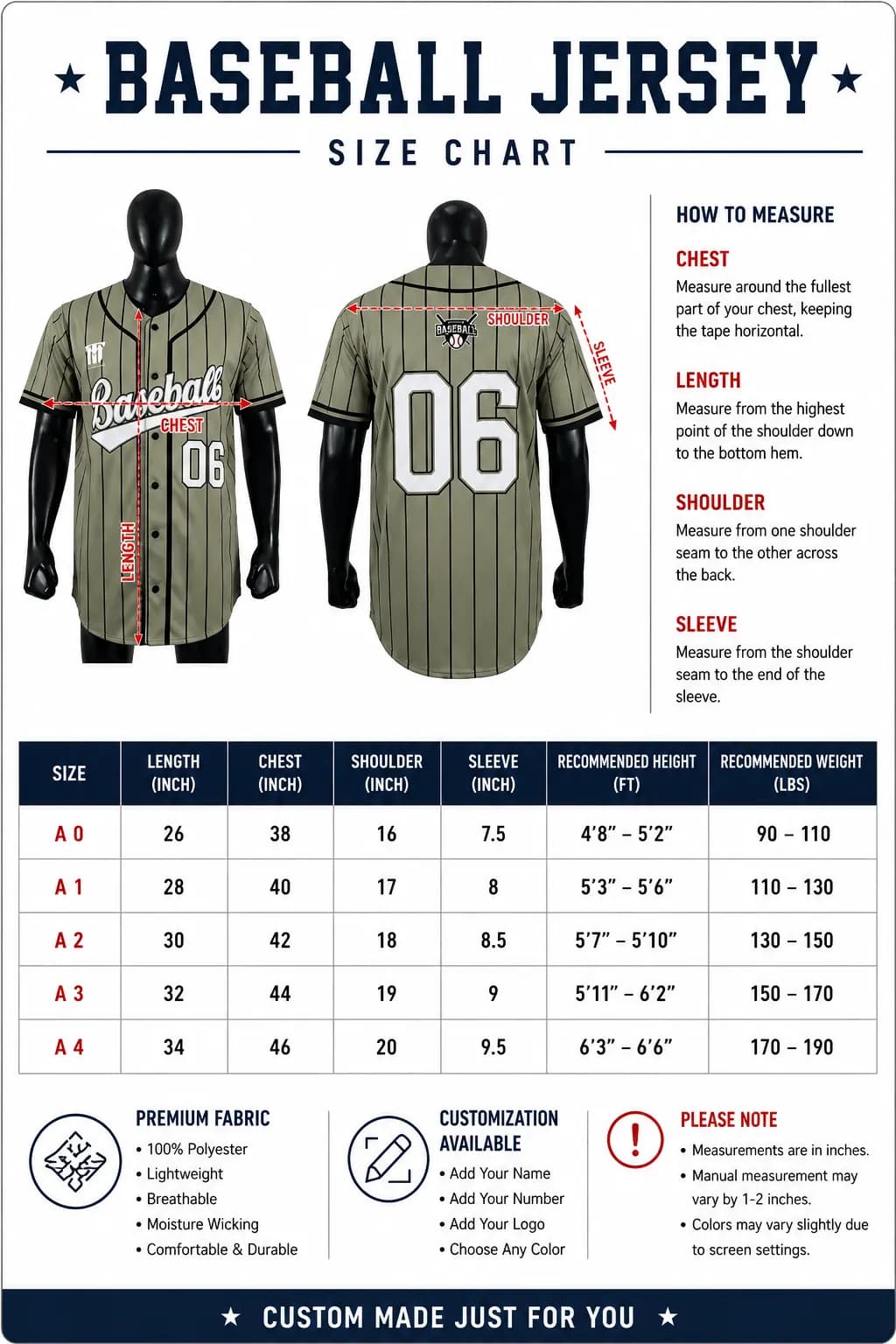 Custom Olive Pinstripe Baseball Jersey – Premium Teamwear