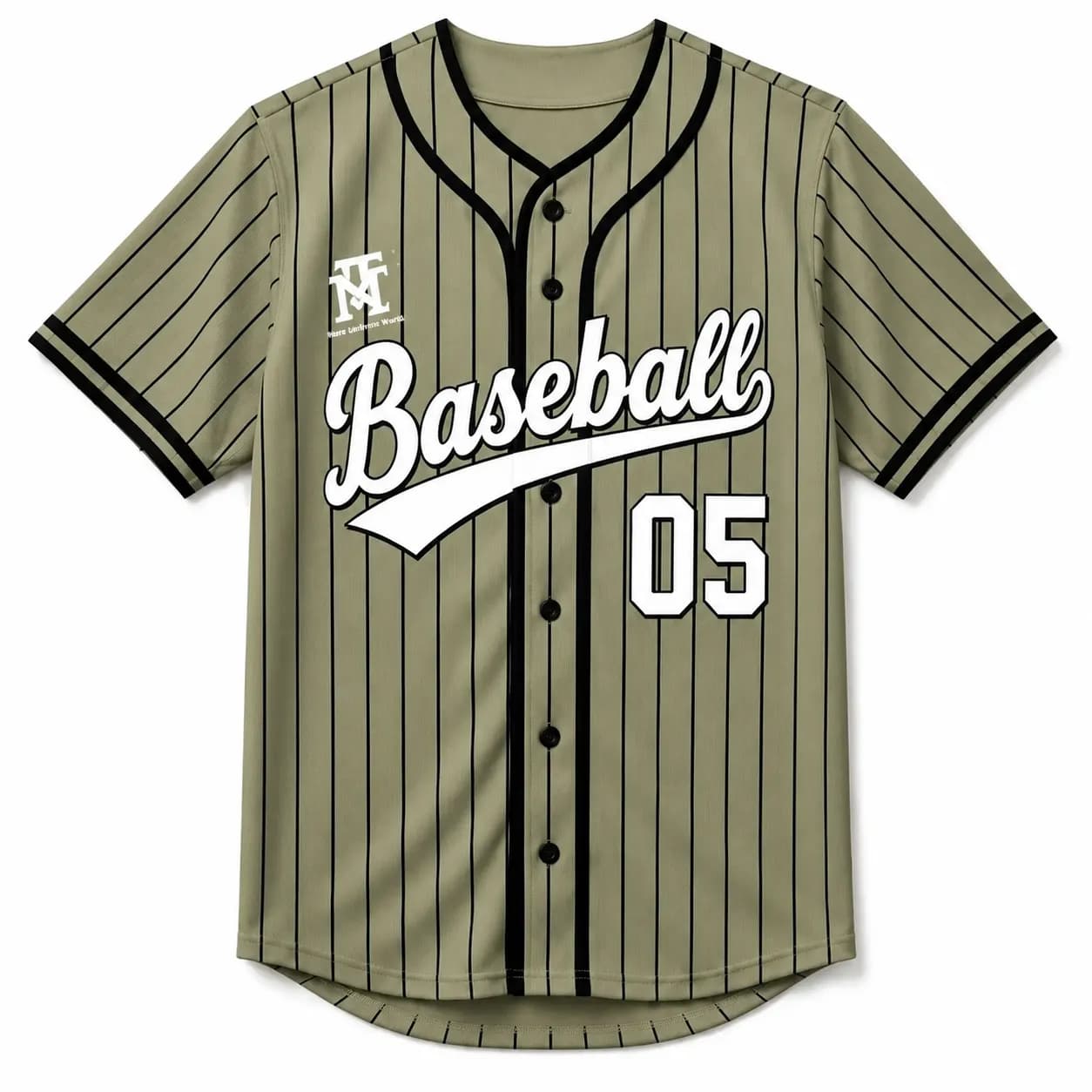Custom Olive Pinstripe Baseball Jersey – Premium Teamwear